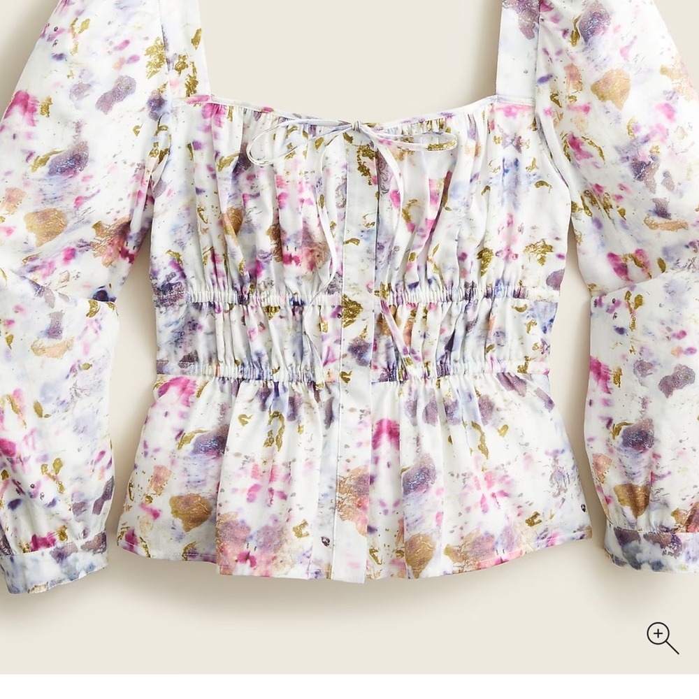 NWT J. Crew X FLORA OBSCRA Floral Square-Neck BLOUSE in KALEIDOSCOPE, 6 - Picture 9 of 14
